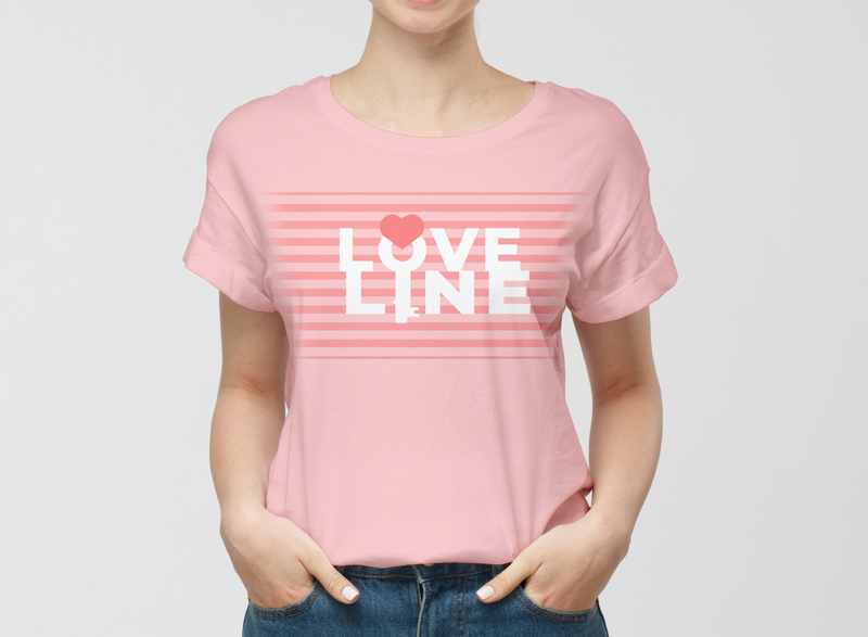Tshirt designed for Valentine Day Special - Typography Design LOVE LINE