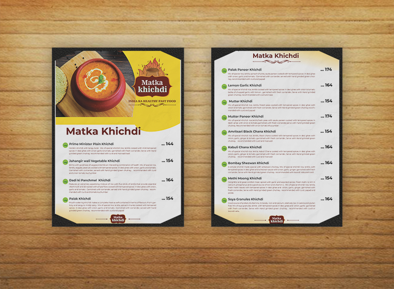 Food Menu designed for Zomato app (Matka Khichdi)